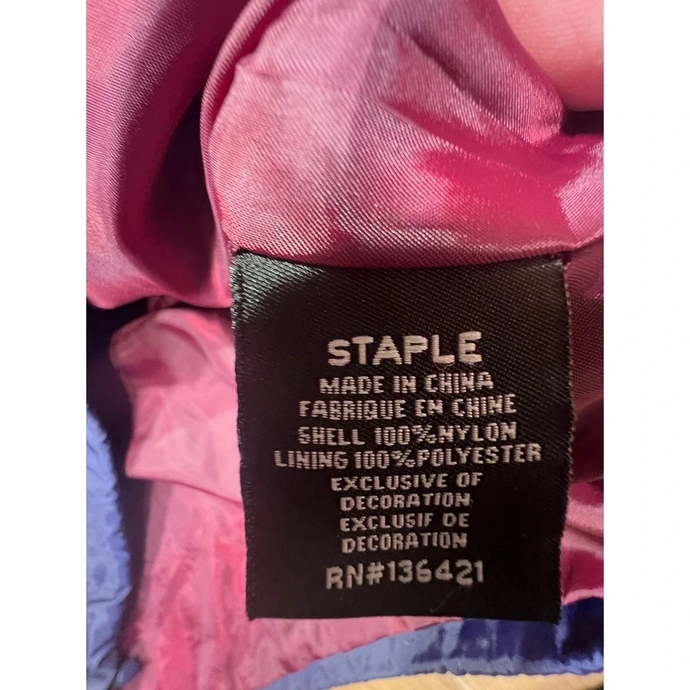 Staple Pigeon Mens Colorblock Windbreaker Jacket‎ Burgundy Navy Blue Large Logo